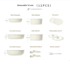 Removable Handle Non-Stick Pot Set with Steamer – Versatile Household Cookware